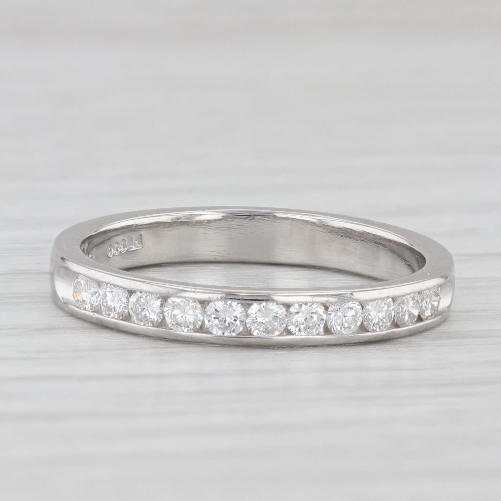 Light Gray 0.50ctw Diamond Wedding Band 950 Platinum Size 7.5 Stackable Anniversary