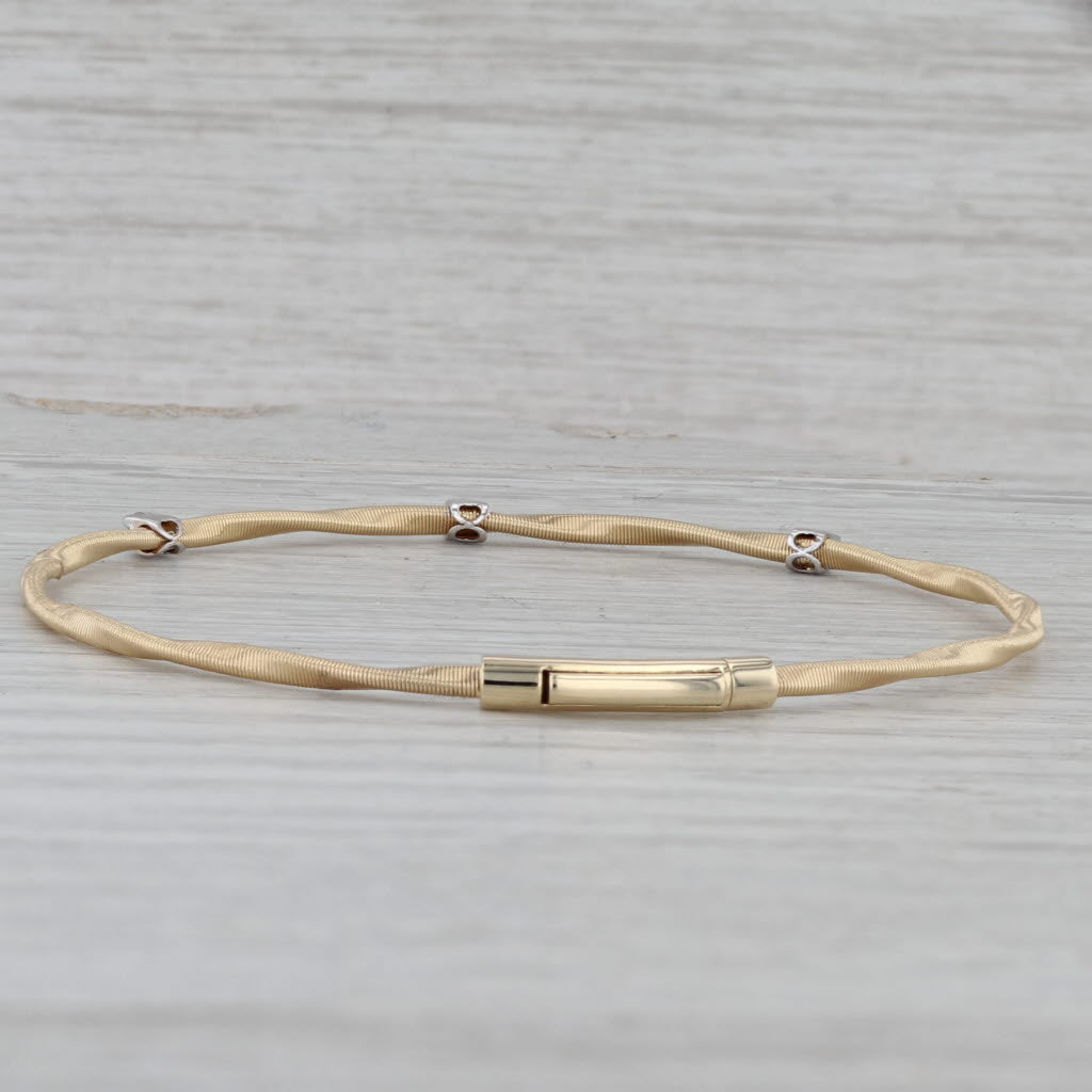 New 0.17ctw Diamond Flexible Twist Bangle Bracelet 14k Yellow White Gold 7"