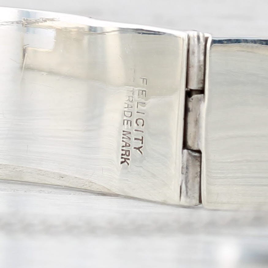 Light Gray Vintage Floral Etched Bangle Bracelet Sterling Silver Statement 7.5" Felicity