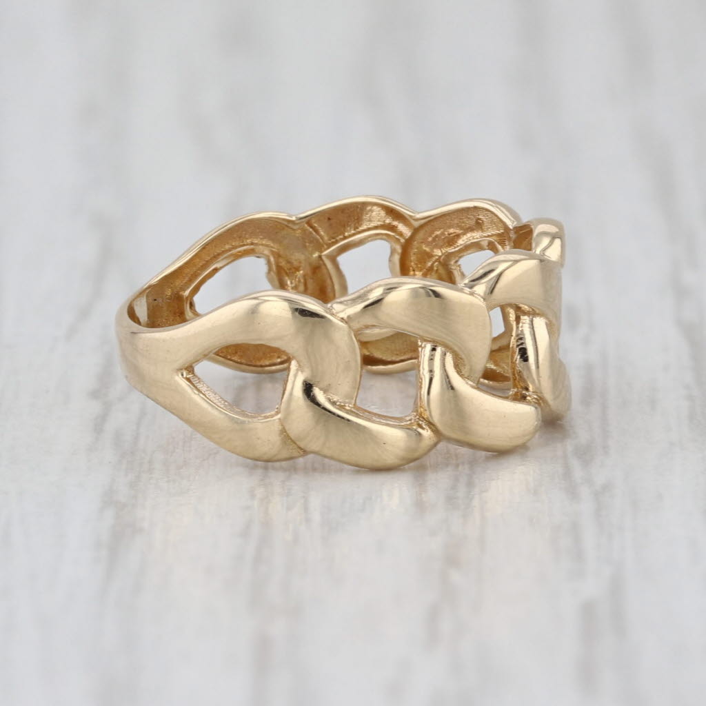 Curb Link Band Ring 18k Yellow Gold Size 5.25 Stackable