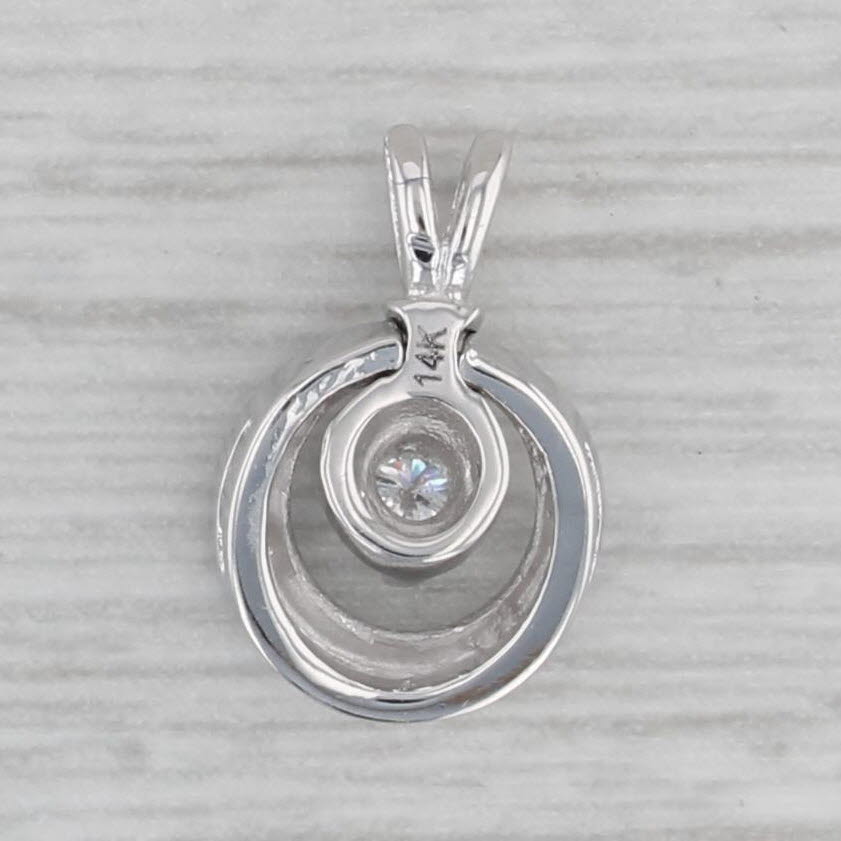 Gray Round Diamond Solitaire Pendant 14k White Gold Small Drop