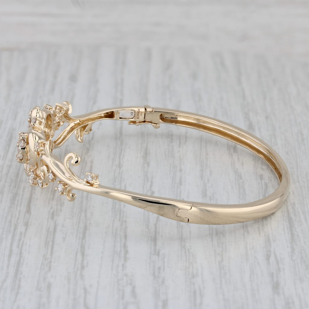 Gray Effy Ornate 0.76ctw Diamond Bangle Bracelet 14k Yellow Gold 6.75" Hinged