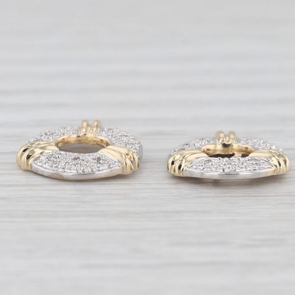 Light Gray Diamond Circle Earring Enhancers Jackets for Stud Earrings 14k Gold