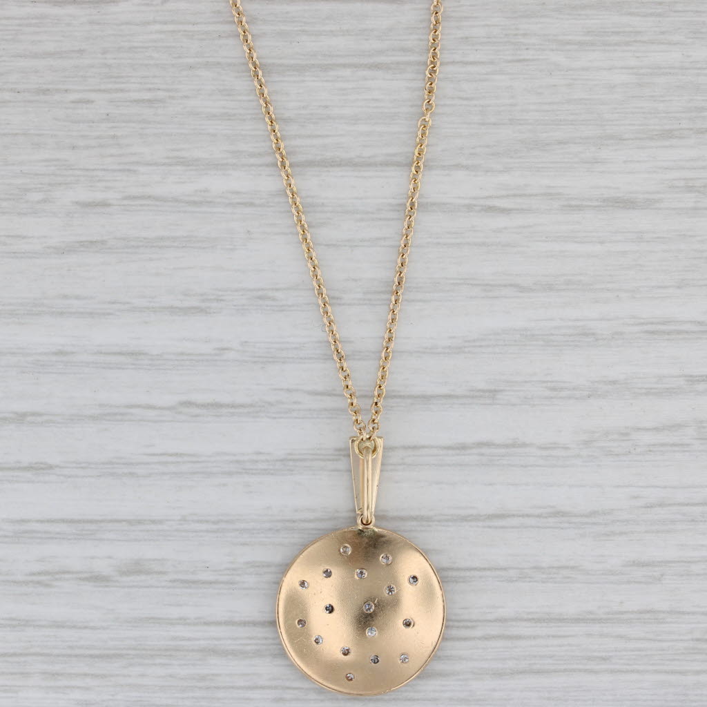 Gray 0.30ctw Diamond Dots Stationary Pendant Necklace 14k Gold 18" Cable Chain