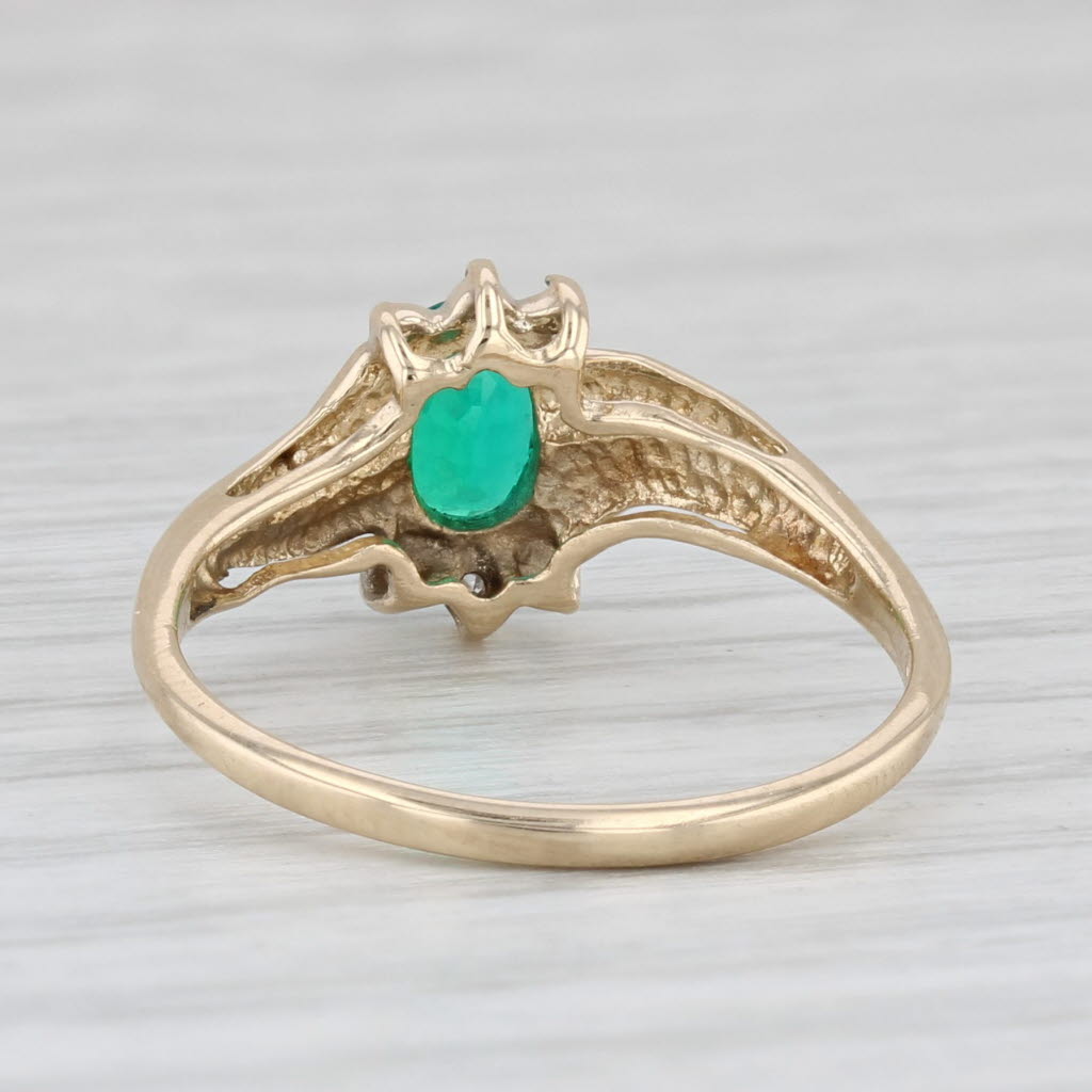 Light Gray 0.70ct Oval Lab Created Emerald Diamond Ring 10k Yellow Gold Size 7