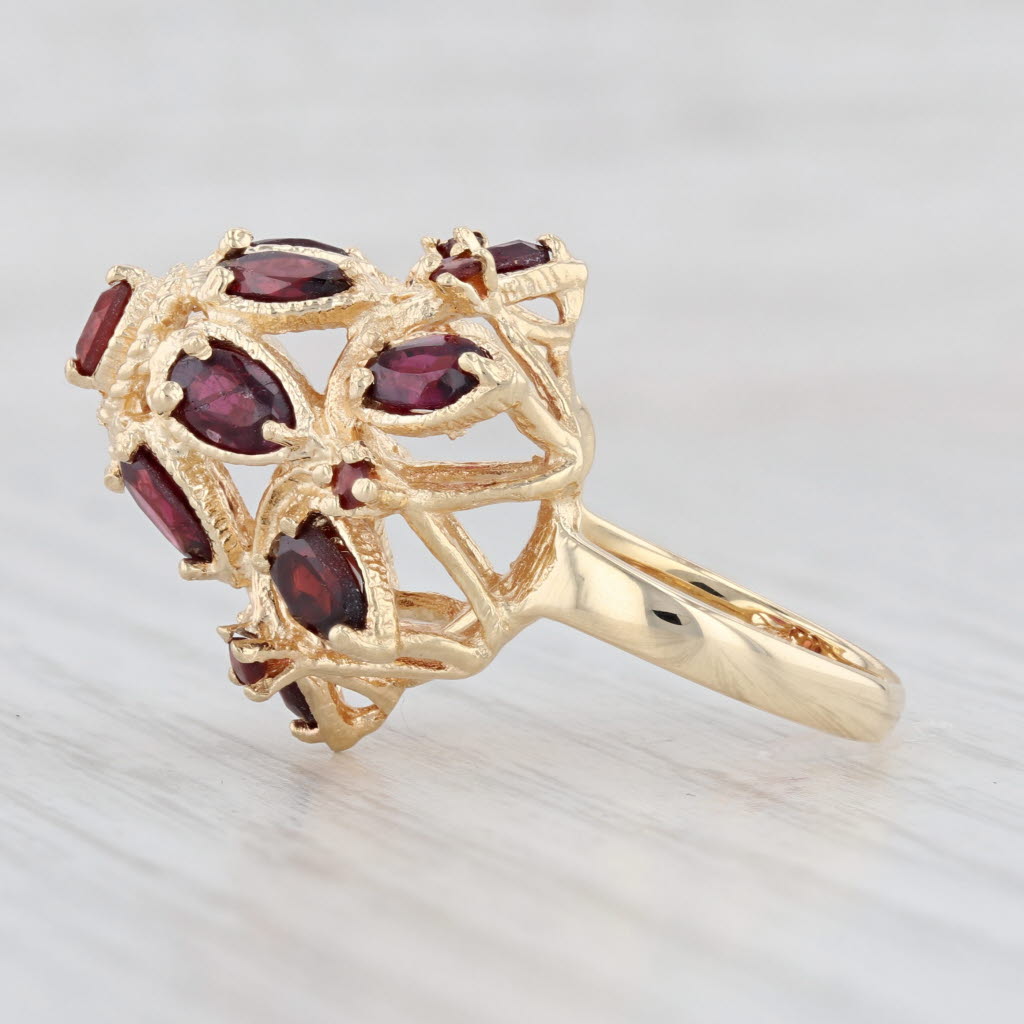 Light Gray 4ctw Garnet Cocktail Ring 14k Yellow Gold Size 4.75 Domed Cluster