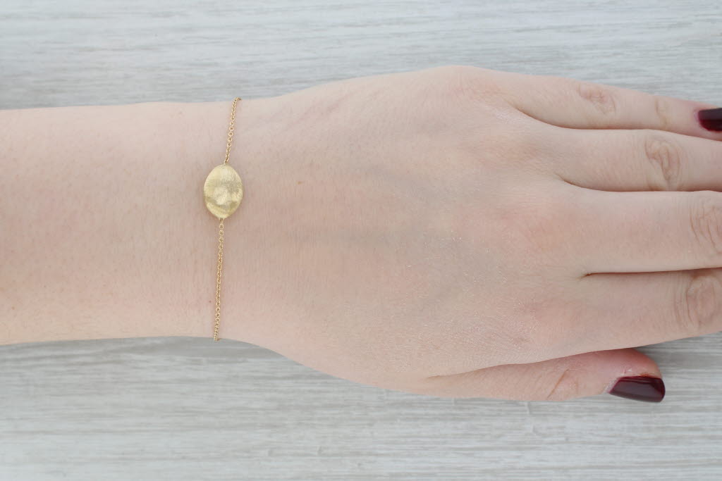 Gray Marco Bicego Siviglia Brushed Oval Cable Chain Bracelet 18k Yellow Gold 6.5-8"