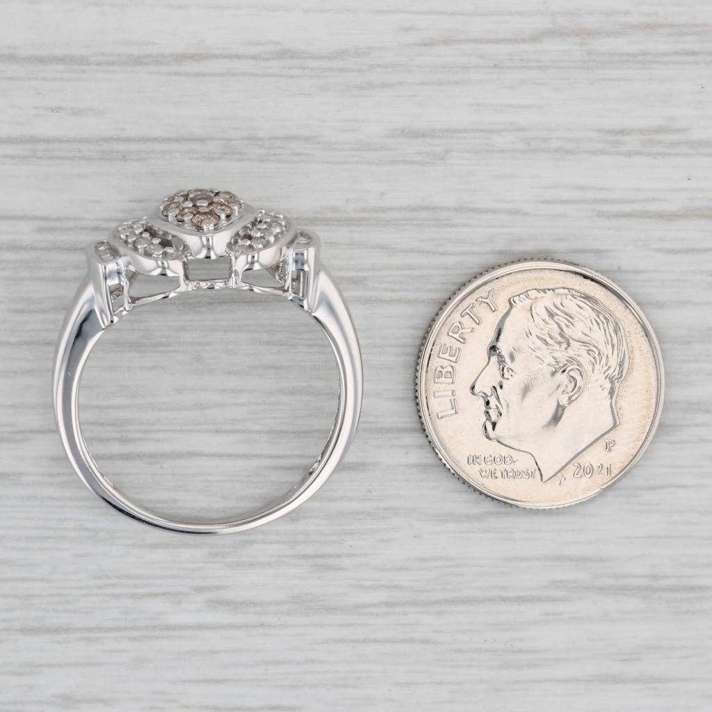 Gray 0.35ctw Diamond Cluster Ring 10k White Gold Size 8