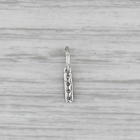 Tiny Diamond Letter "I" Charm 14k White Gold Small Drop Pendant