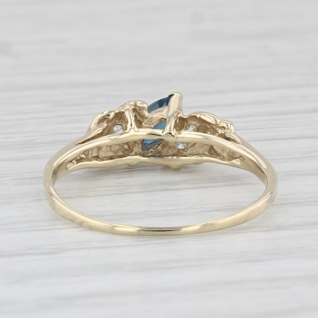 Light Gray 0.22ctw Marquise Blue Sapphire Diamond Ring 10k Yellow Gold Size 5.5