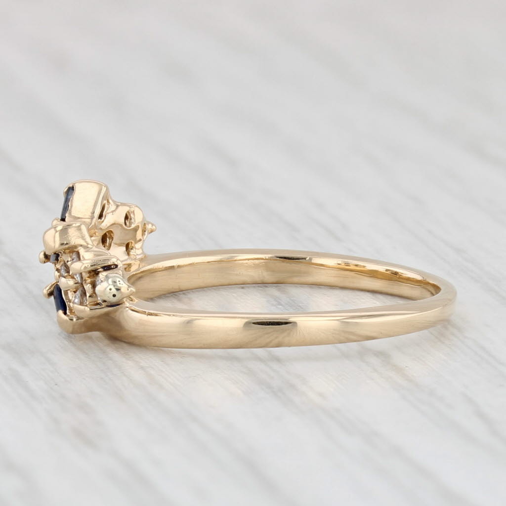 Light Gray 0.32ctw Diamond Blue Sapphire Ring Guard 14k Yellow Gold Size 6.75 Wedding Band