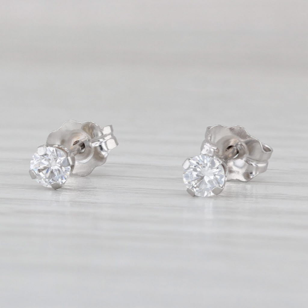0.20ctw Cubic Zirconia Stud Earrings 14k White Gold Round Solitaire Studs