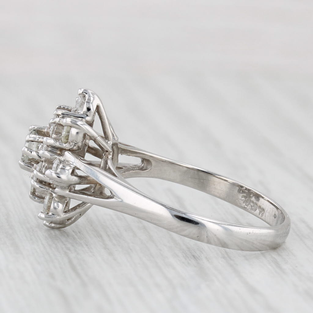 Light Gray 1ctw Diamond Flower Cluster Ring 14k White Gold Size 8