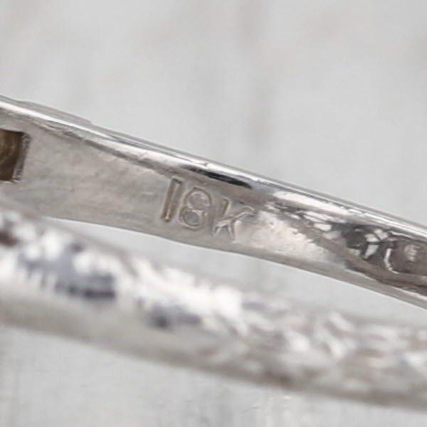 Art Deco Diamond Solitaire Ring 18k White Gold Filigree Size 7 Old European Cut