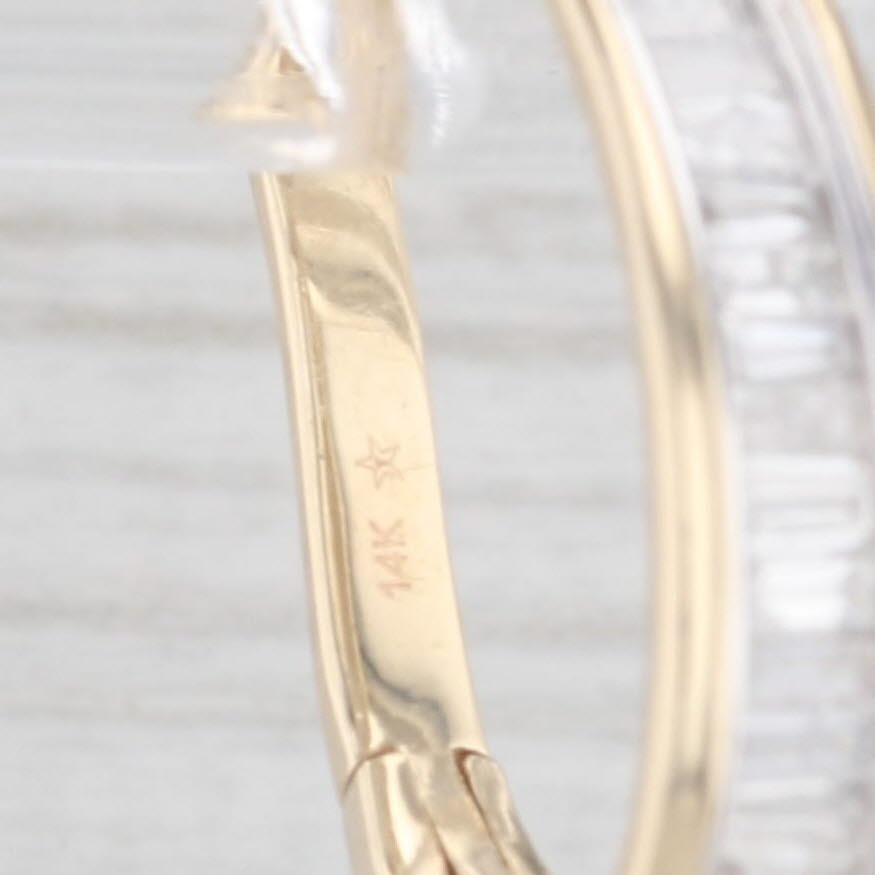 Light Gray 1.25ctw Diamond Journey Oval Hoop Earrings 14k Yellow Gold Snap Top Hoops