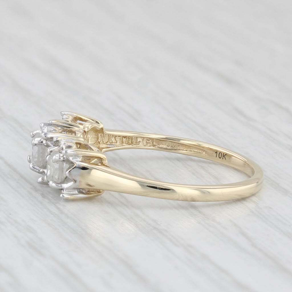 Light Gray 0.50ctw 3-Stone Diamond Ring 10k Yellow Gold Size 7 Engagement