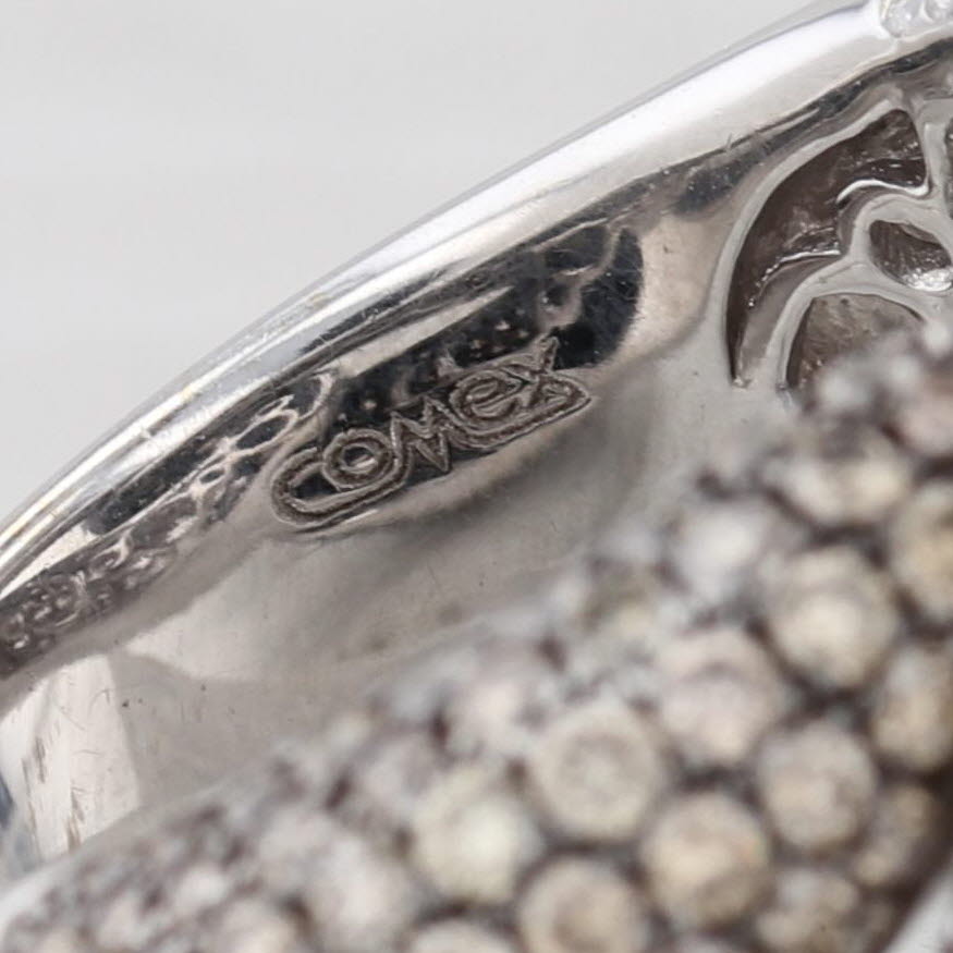 5ctw White Champagne Diamond Knot Cocktail Ring 18k White Gold Size 7