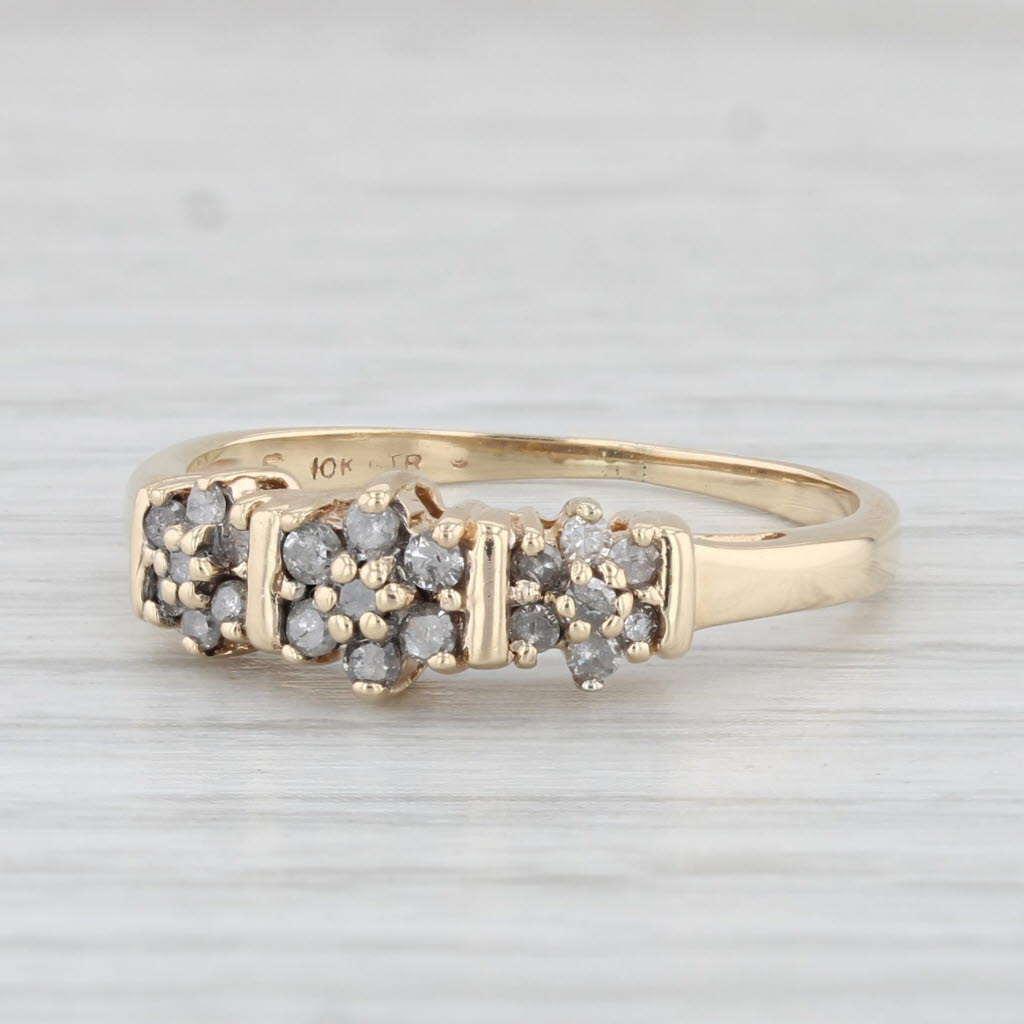 Light Gray 0.15ctw Diamond Flower Cluster Ring 10k Yellow Gold Size 7 Engagement Stackable