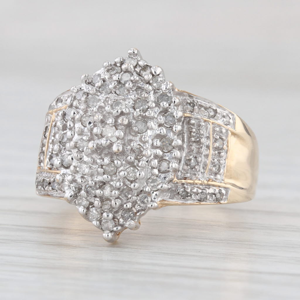 0.36ctw Pave Diamond Cluster Ring 10k Yellow Gold Size 7.75