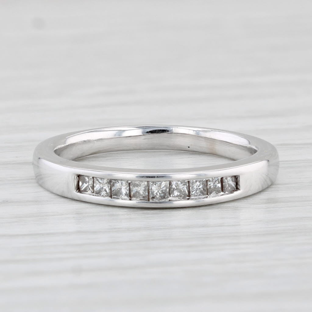 Light Gray 0.15ctw Diamond Wedding Band 14k White Gold Size 6 Stackable Ring