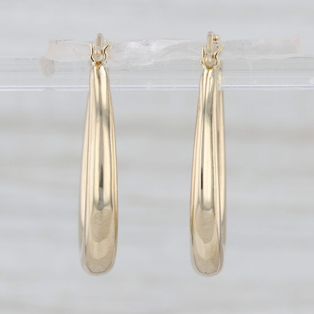 Round Hoop Earrings 14k Yellow Gold Snap Top Hoops 27.2 x 3.7mm