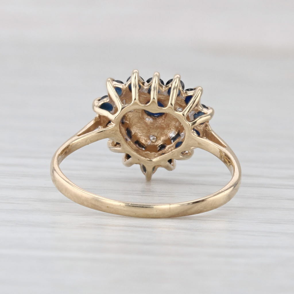 0.50ctw Blue Sapphire Diamond Heart Ring 10k Yellow Gold Size 6.5