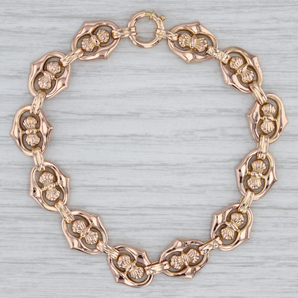 Gray Anchor Mariner Bracelet 18k Rose Gold 7.75" 12.2mm