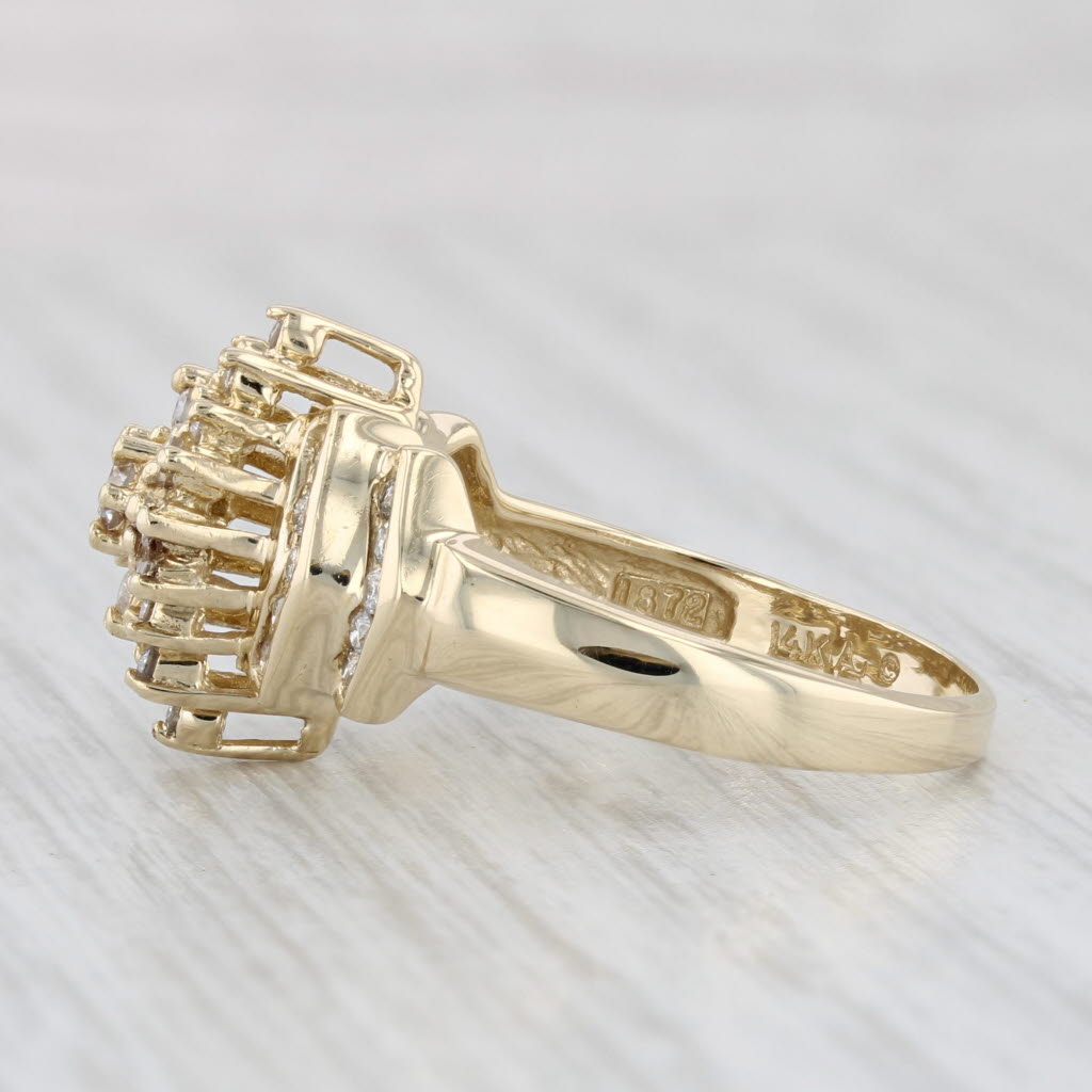 Light Gray 0.36ctw Diamond Cluster Ring 14k Yellow Gold Size 7.25 Engagement