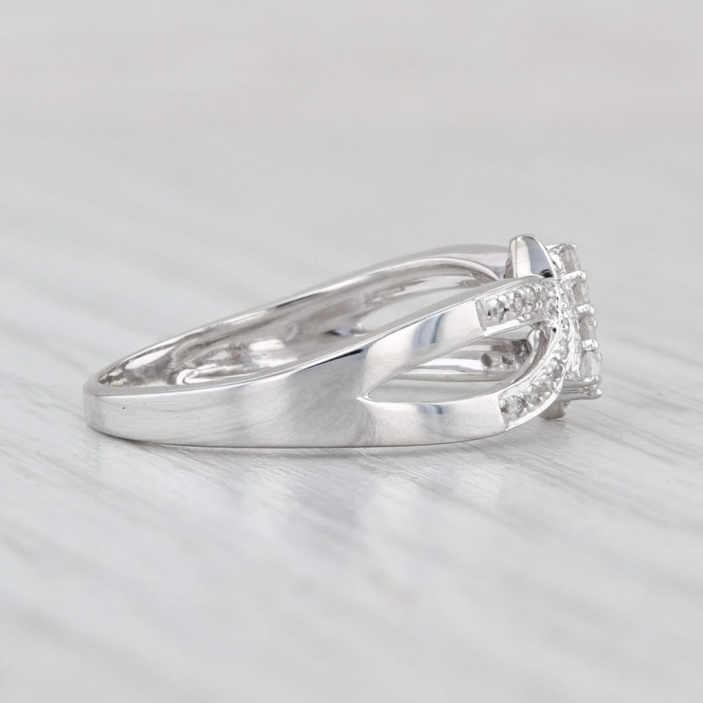 0.12ctw Diamond Bypass Ring 10k White Gold Size 7.25