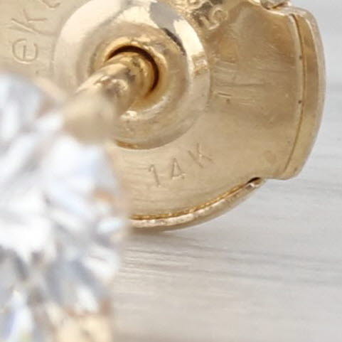 1.06ctw Diamond Stud Earrings 14k Yellow Gold Round Solitaire Studs