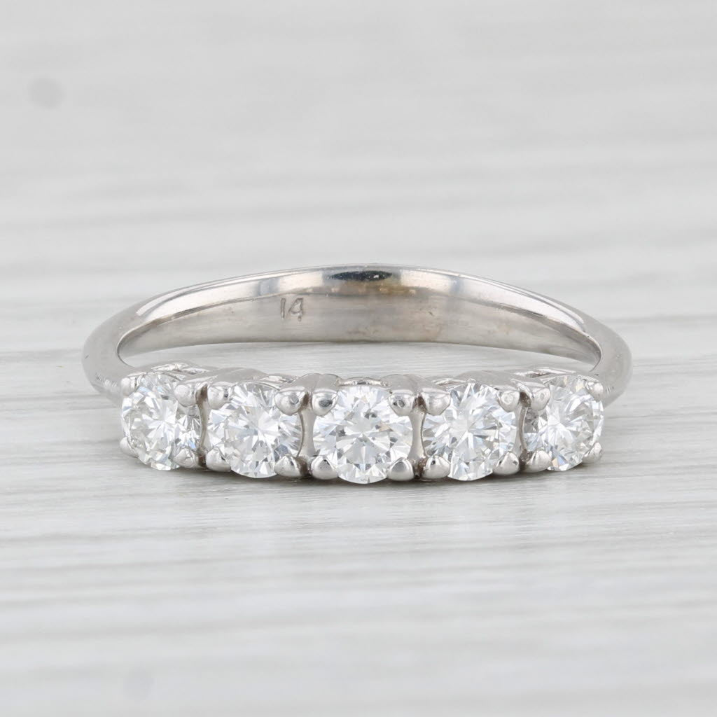 Light Gray 0.53ctw Diamond Wedding Ring 14k White Gold Size 4.5 Stackable Band
