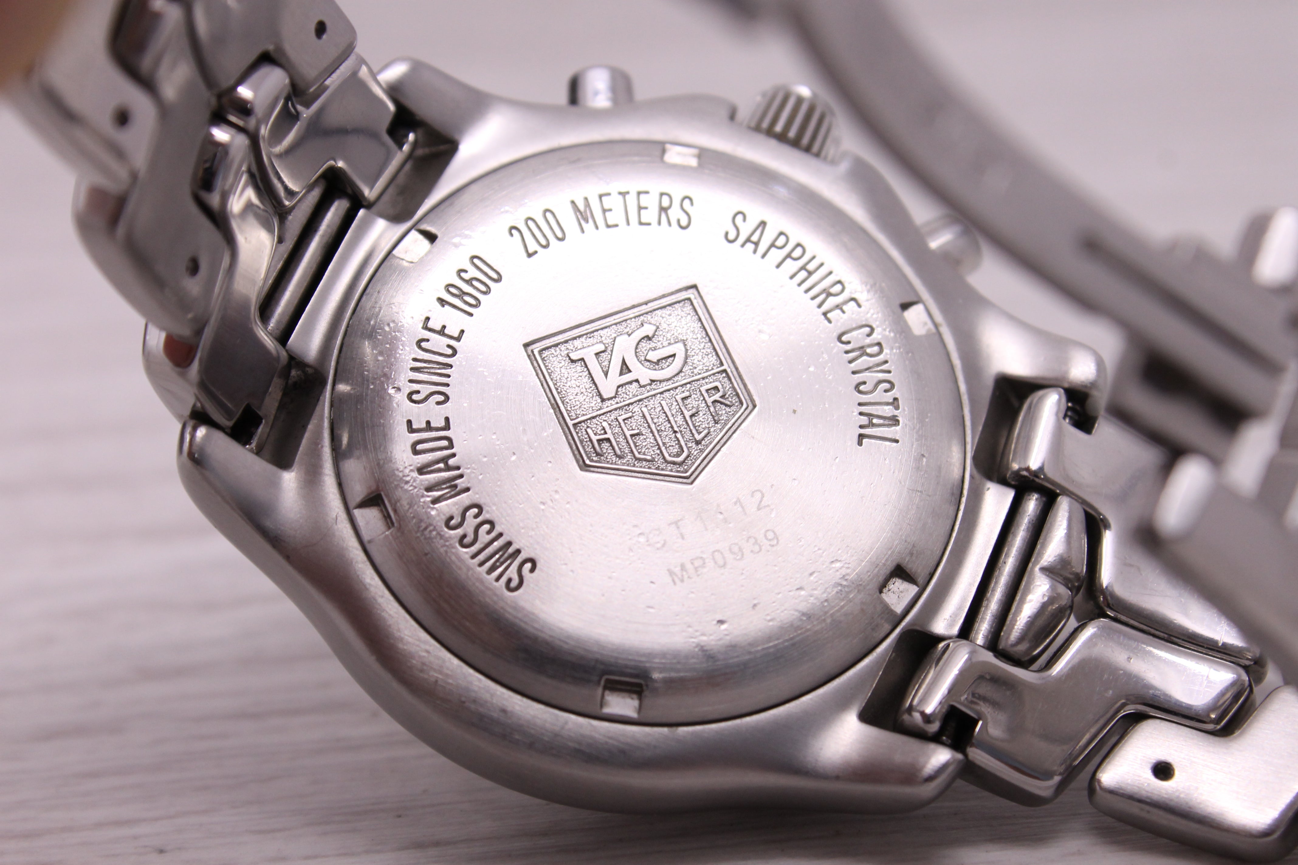 Dark Gray Tag Heuer CT1112 Mens 41mm Stainless Steel Quartz Chronograph Watch w Box