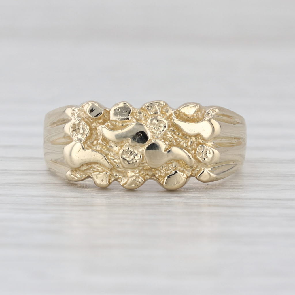 Gold Nugget Ring 14k Yellow Gold Size 8 Band