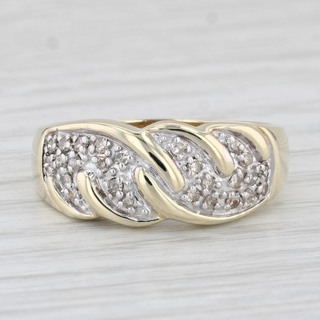 Light Gray 0.20ctw Pave Diamond Ring 10k Yellow Gold Size 8.5