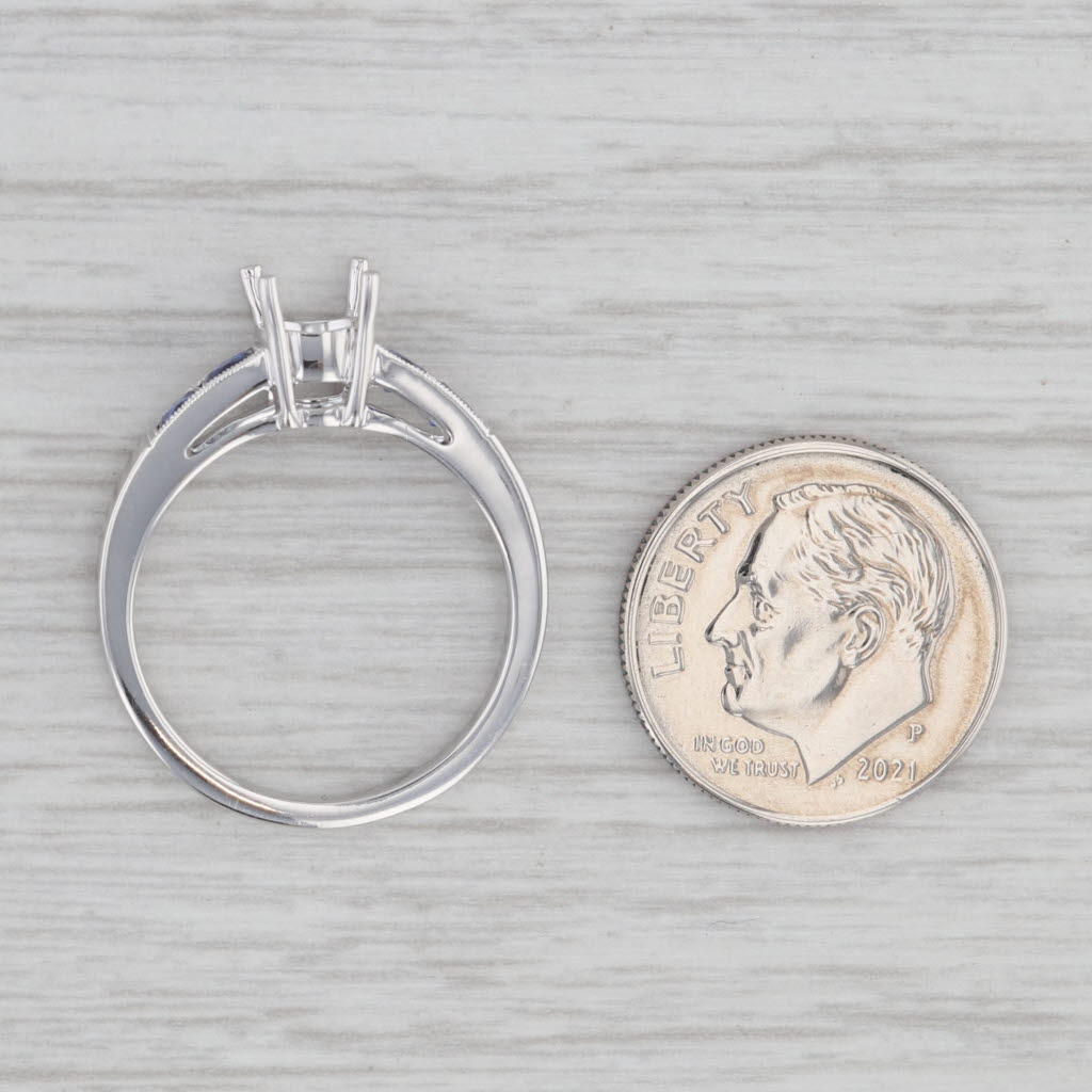 Gray New Beverley K Semi Mount Engagement Ring 18k White Gold Sapphire Size 6.75