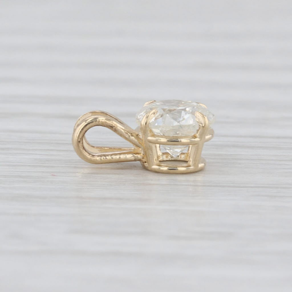 New 0.98ct Round Diamond Solitaire Pendant 14k Yellow Gold Small Drop