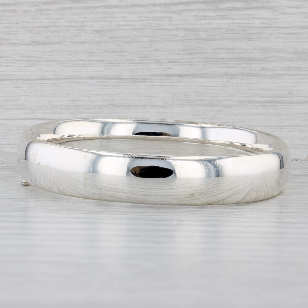 Gray Flower Engraved Bangle Bracelet Sterling Silver 7" 12.5mm