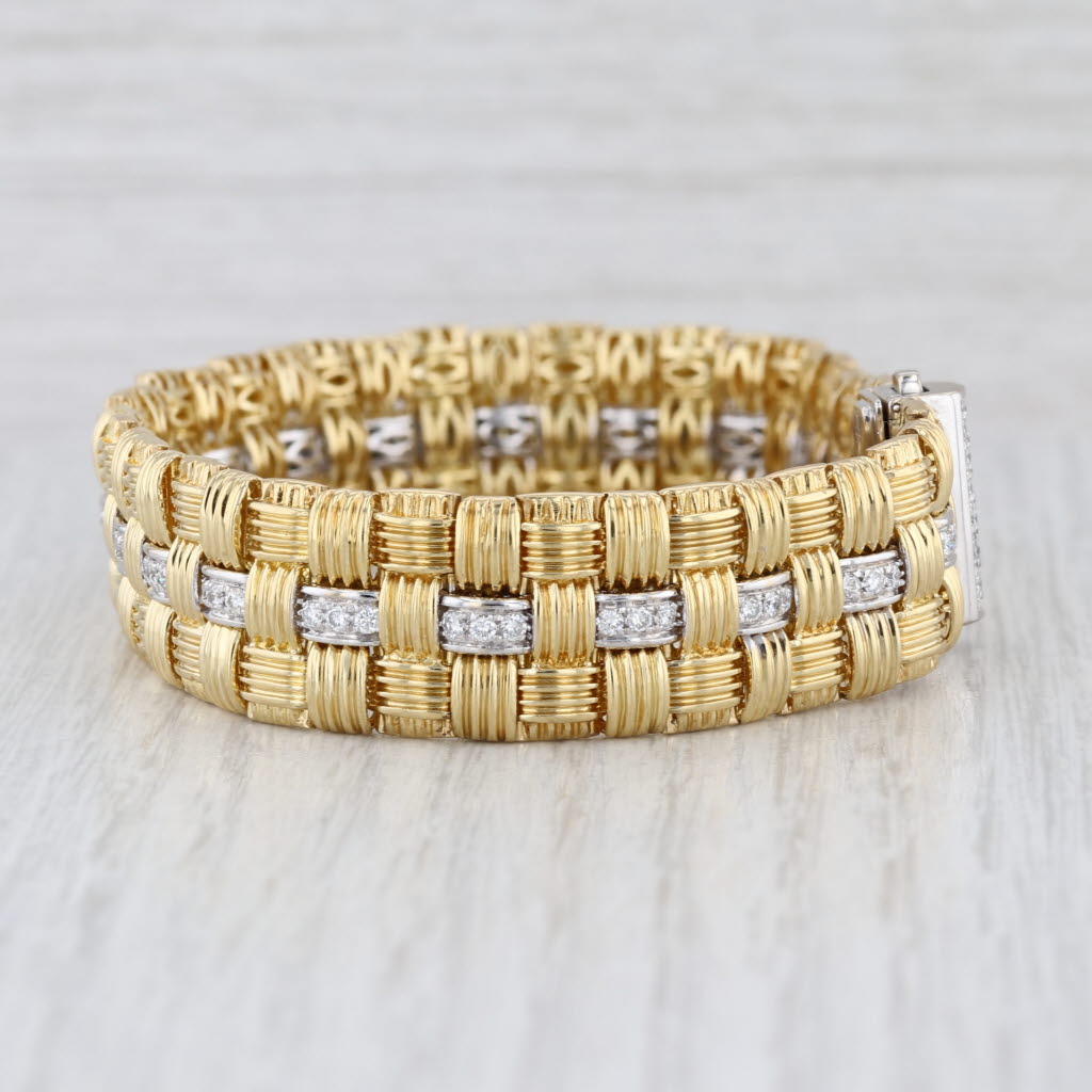 Roberto Coin 1.21ctw Diamond Basketweat Appassionata Bracelet 18k Gold
