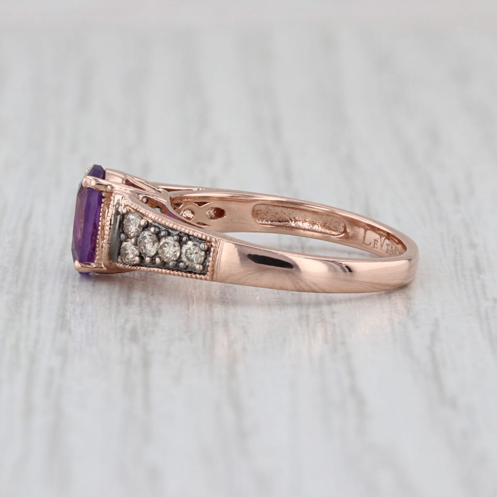 Le Vian Amethyst Diamond Ring 14k Rose Gold Size 7 Engagement