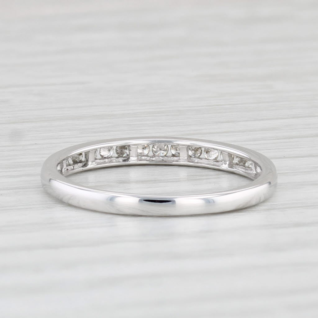 Light Gray 0.20ctw Diamond Wedding Band 10k White Gold Size 8 Stackable Ring