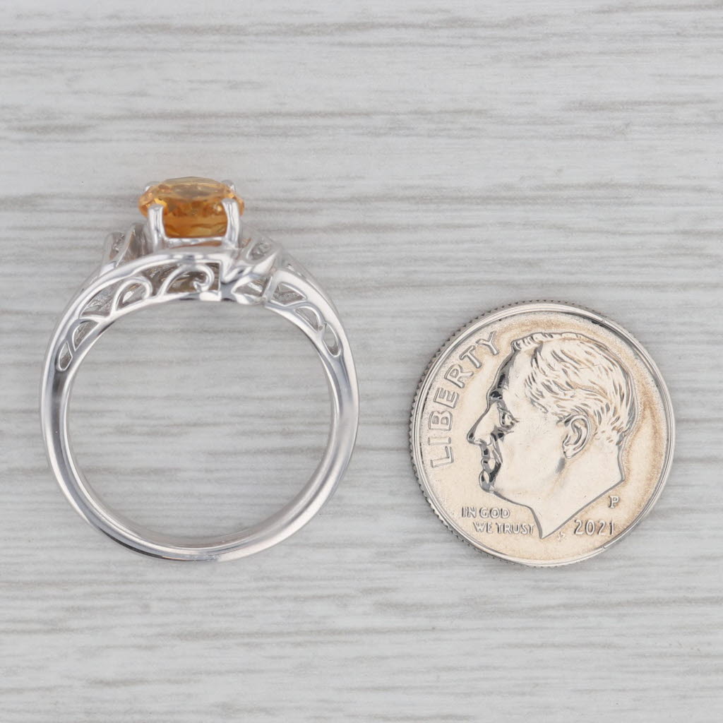 Gray 1.70ct Oval Citrine Ring Sterling Silver Size 7 Diamond Accents