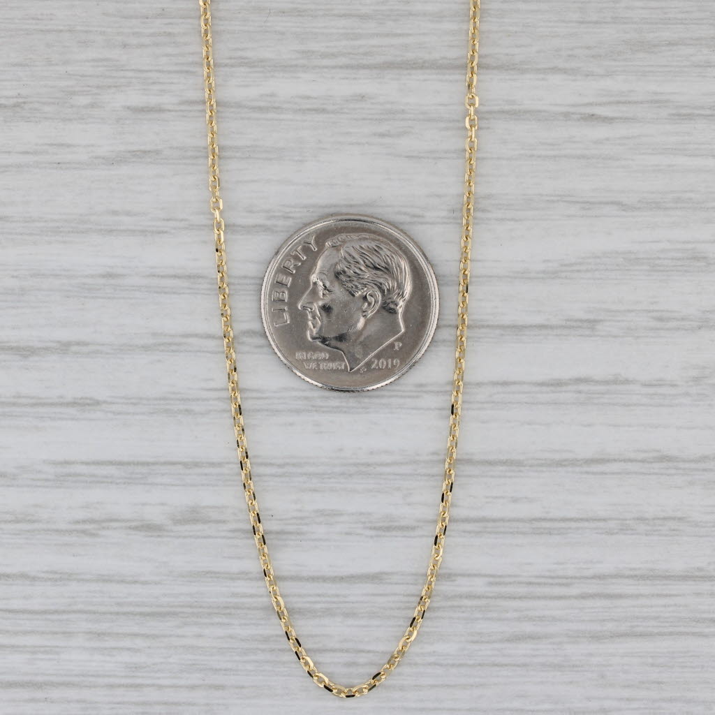 Gray New Cable Chain Necklace 14k Yellow Gold 1.3mm Adjustable 16" 17" 18"