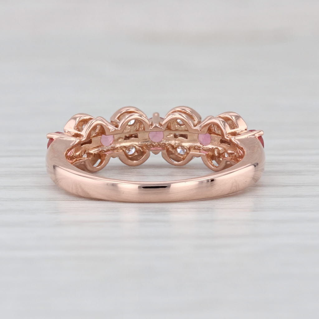 0.62ctw Diamond Pink Tourmaline Ring 14k Rose Gold Size 7 Stackable Band