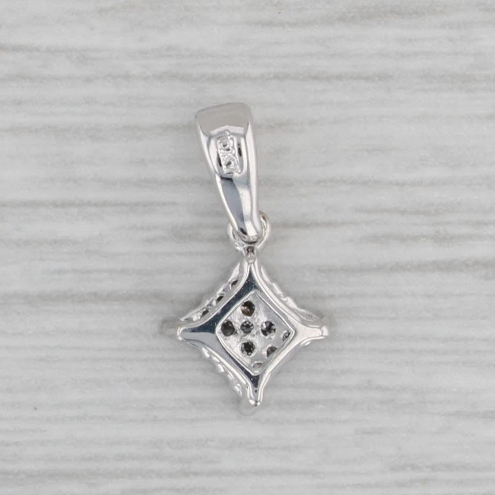 Gray Small Diamond Drop Pendant 10k White Gold