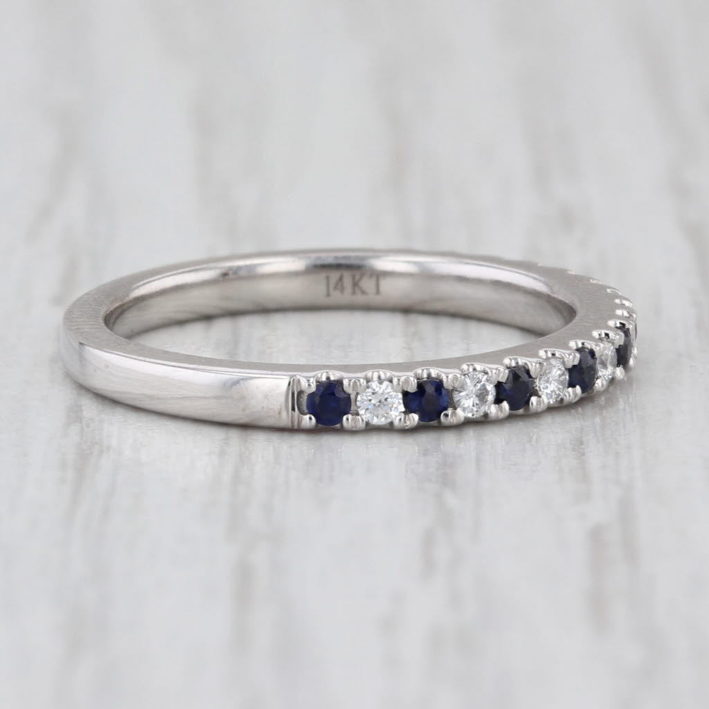 Vera Wang Love 0.34ctw Sapphire Diamond Band 14k Gold Stackable Wedding Ring