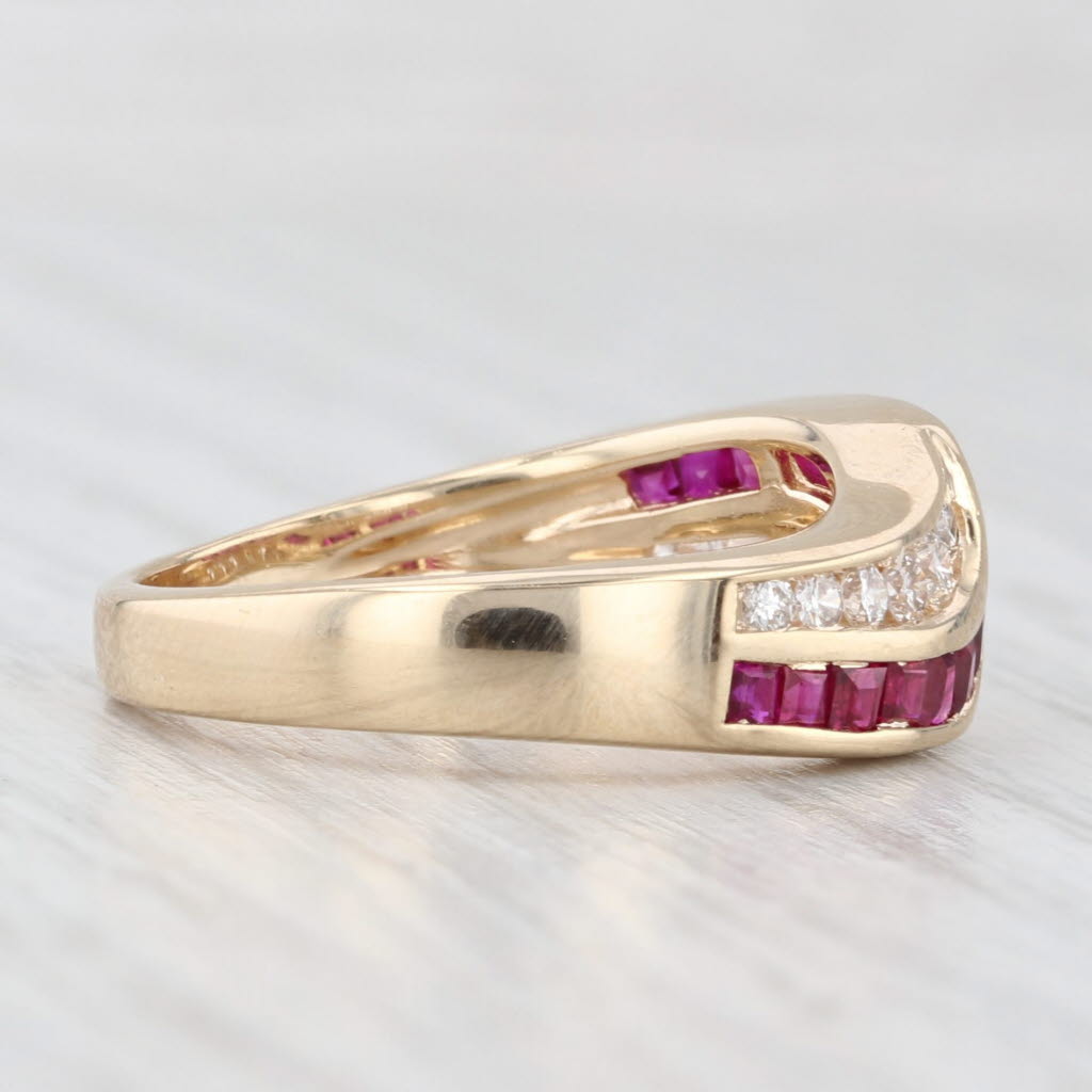 Light Gray 1.04ctw Ruby Diamond Contoured Ring 14k Yellow Gold Size 6.5 Band
