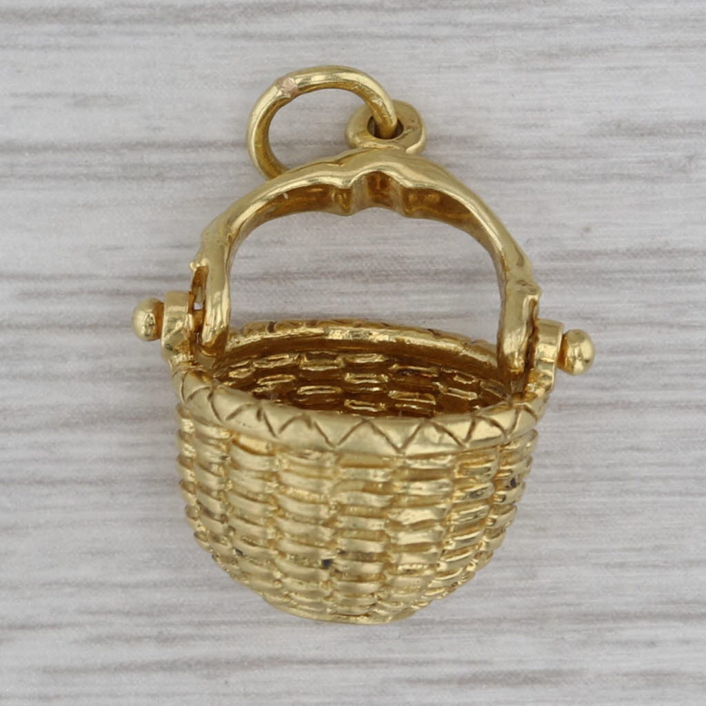 Dark Gray Nantucket Basket Charm Bill Rowe Souvenir Pendant 18k Yellow Gold