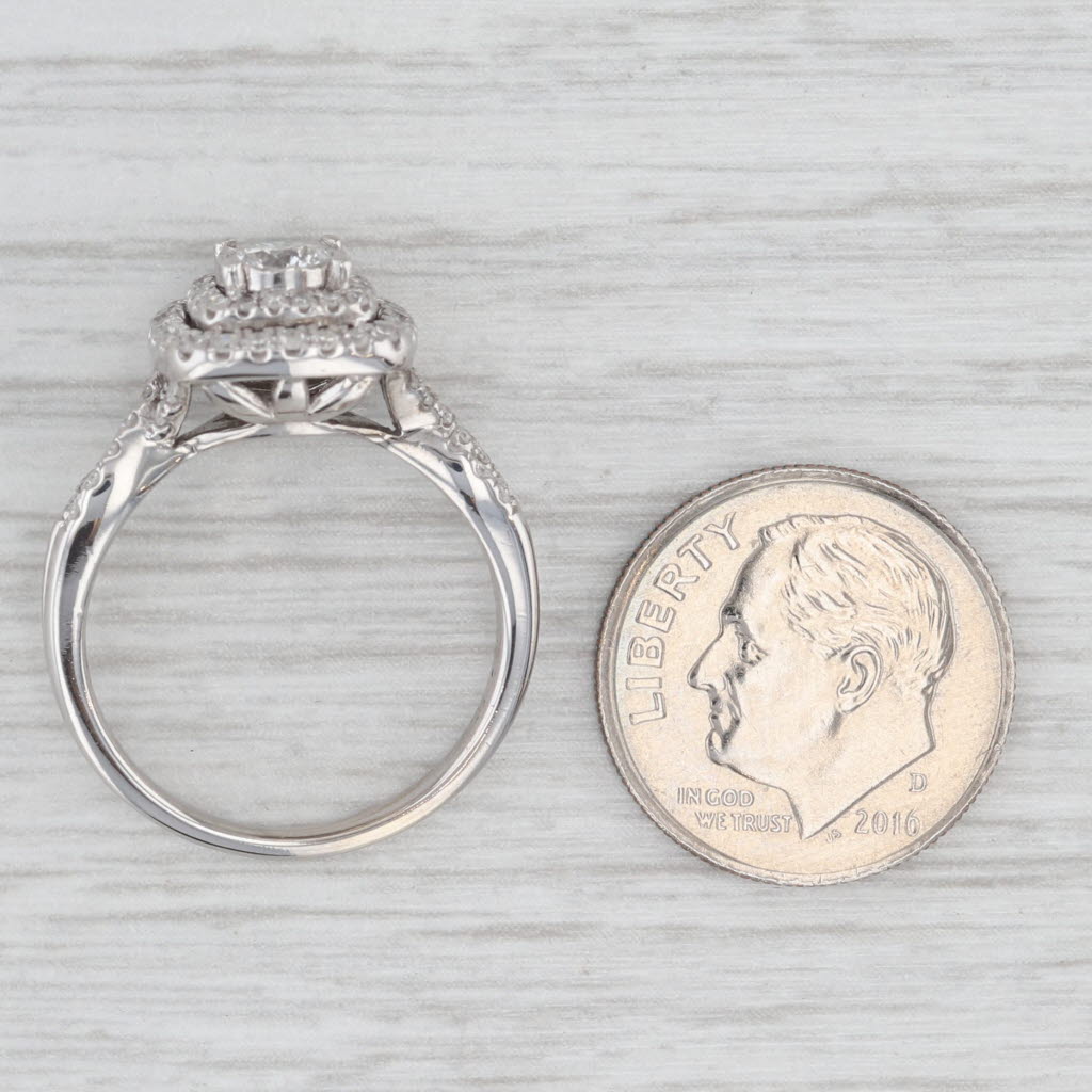 Light Gray 0.60ctw Round Diamond Halo Engagement Ring 10k White Gold Size 7