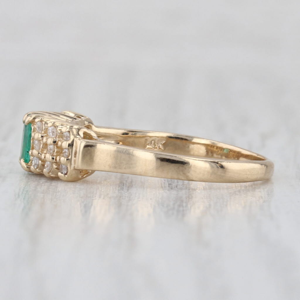 0.43ctw Emerald Diamond Tiered Pyramid Ring 14k Yellow Gold Size 6.5