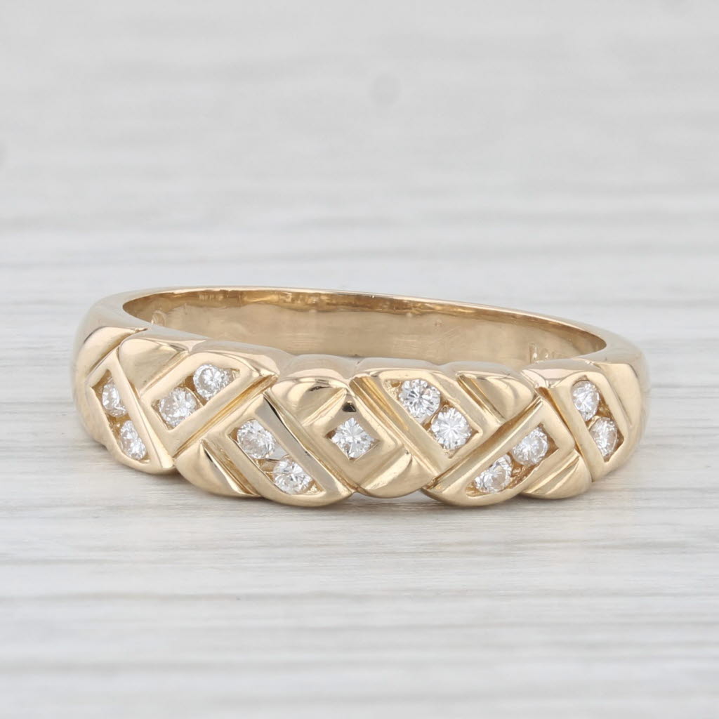 Light Gray 0.20ctw Diamond Ring 14k Yellow Gold Size 6.75 Stackable Band